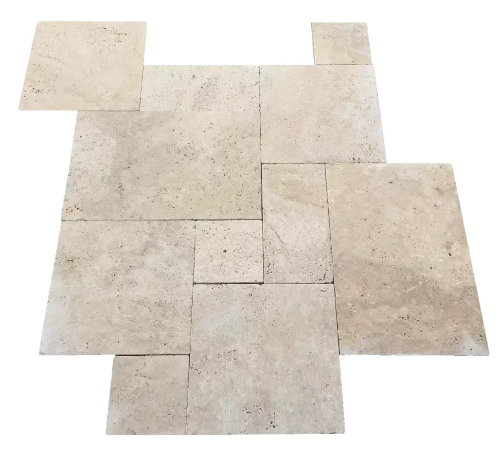 Ivory Travertine Tiles in the french pattern